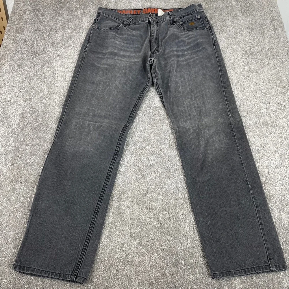 Harley Davidson Jeans Mens 36 x 31 Straight Faded Y2K Biker Moto (Tag 36x34)